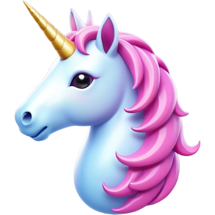 Clash of Clans aesthetic: Cinematic Playful Unicorn Mount Emoji, rendered in a 3D vector-style similar to standard emojis with minimal shading and bold, simplified shapes. A compact, isometric majestic unicorn with a spiraled horn and flowing mane, softly glowing with a magical celestial charm. Simplified yet unmistakably iconic, highly detailed and consistent, glowing with a soft radiant brilliance and high shine. Stylized with a touch of enchanted fantasy and a soft glowing outline, capturing the essence of a mythical mount with a friendly, playful elegance! emoji