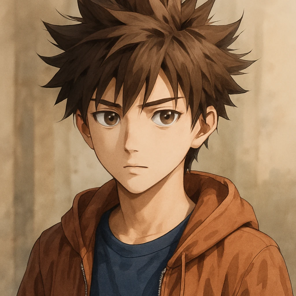 realistic anime style boy with spiky hair emoji