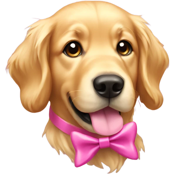 golden retriever with a pink bow emoji