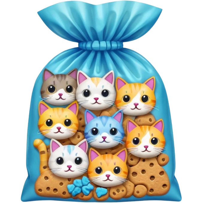 Plastic bag, cat treats emoji
