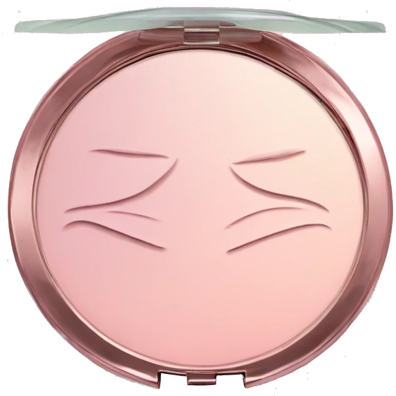 pastel pink powder compact with mirror emoji
