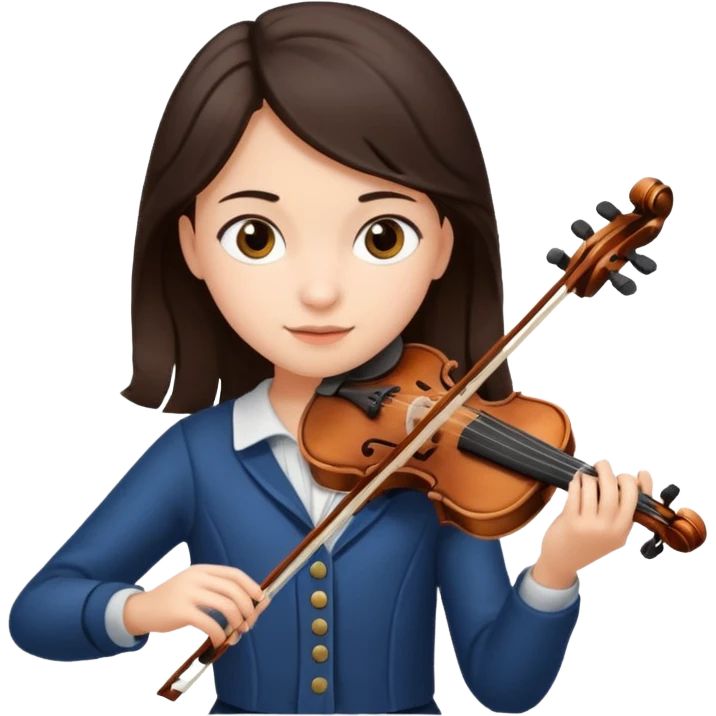child girl dark brown hair playing violin  emoji