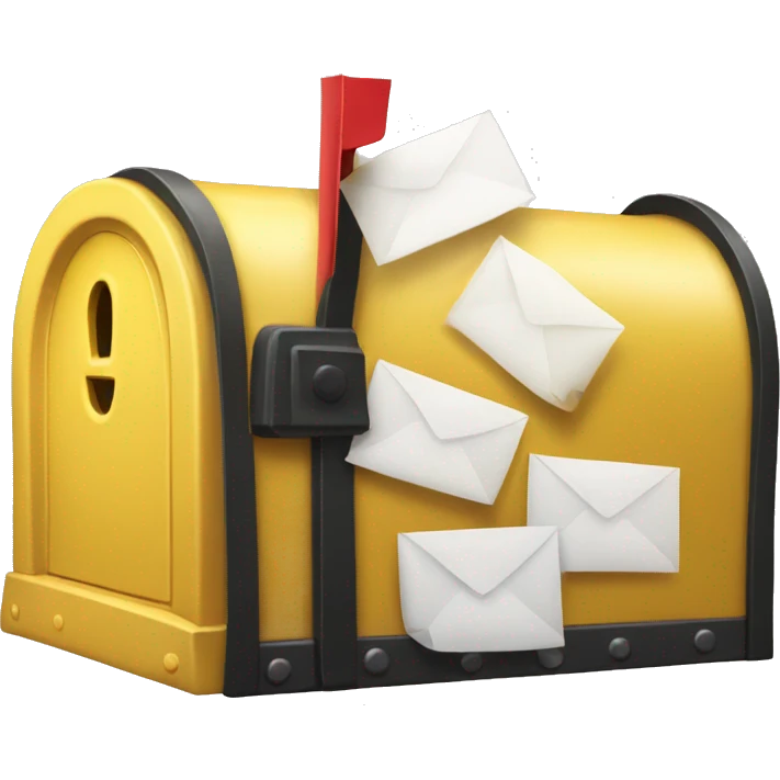 Overstuffed yellow mailbox emoji