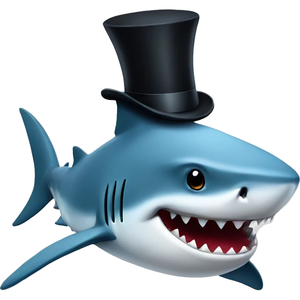 Shark with a top hat emoji