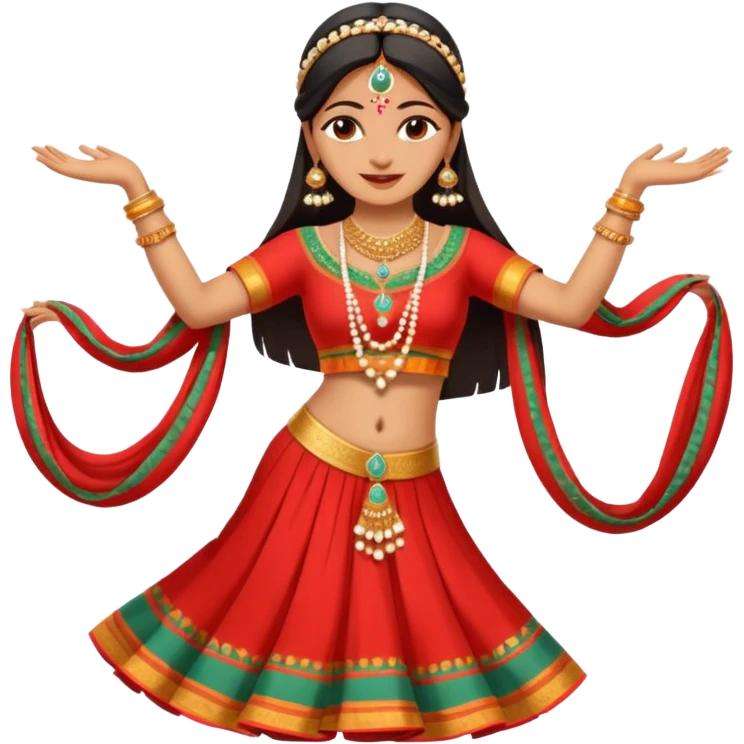 Indian woman in traditional clothes dances.  format portrait emoji