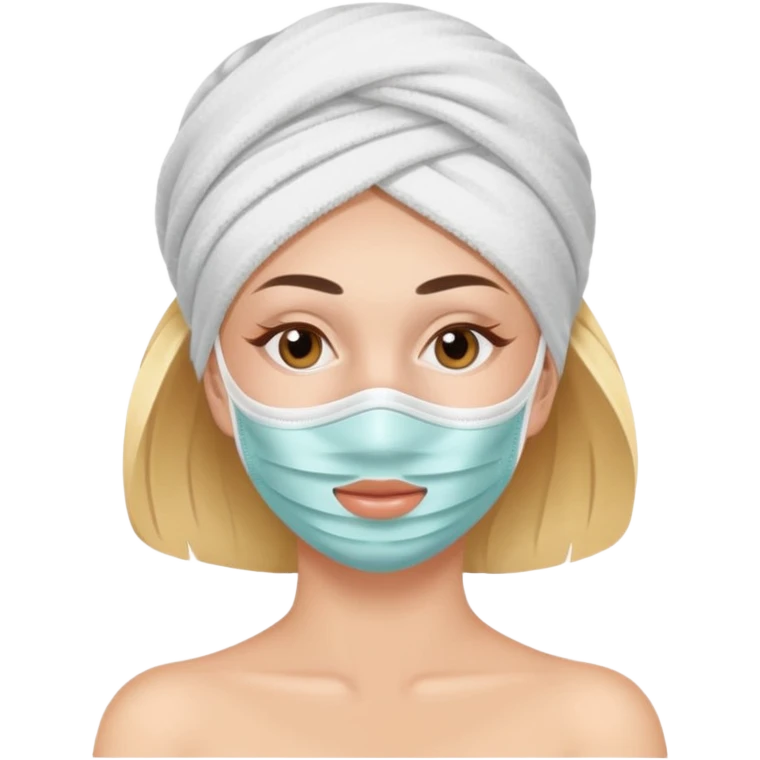 Lady with face mask spa beauty full face relaxing emoji