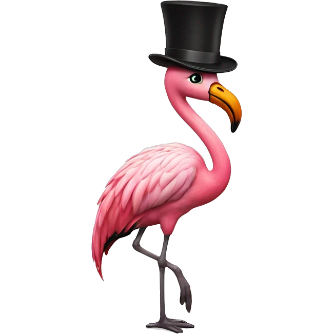 flamingo with a tophat emoji