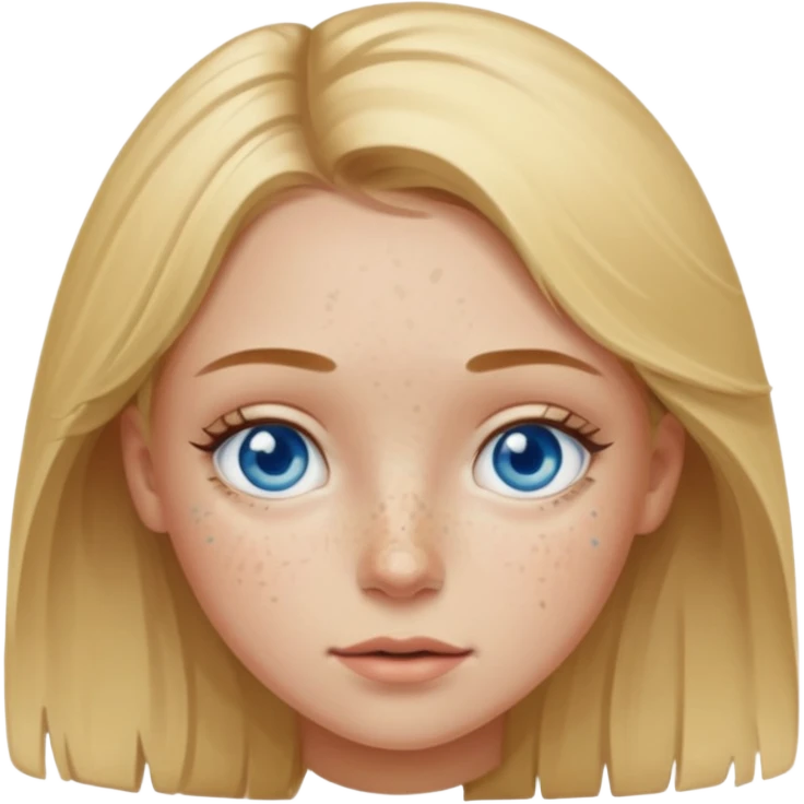 Dirty blond girl with blue eyes and freckles ￼ emoji