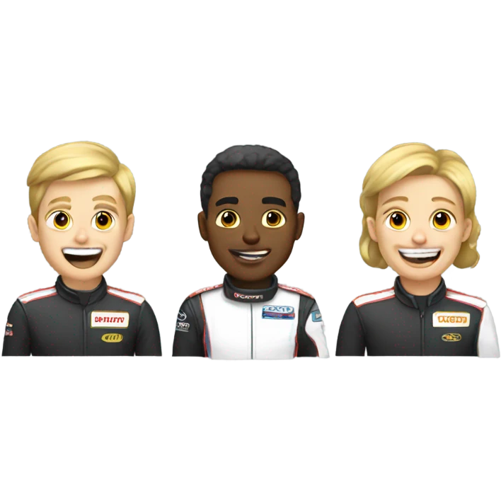 Race car drivers with a gold tooth emoji