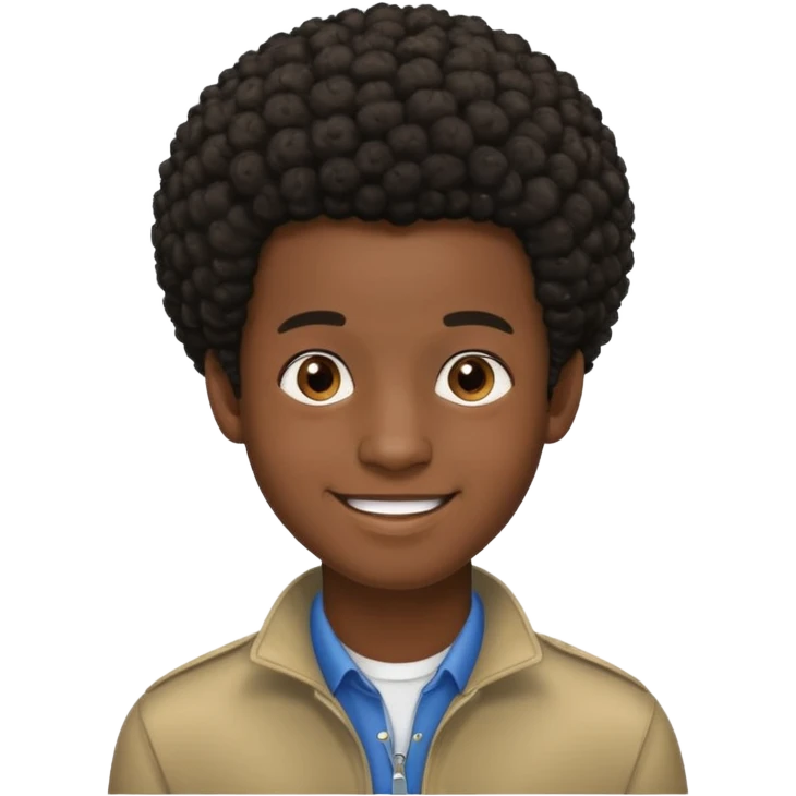 Black darkskin seventeen man  with little afro haircut emoji
