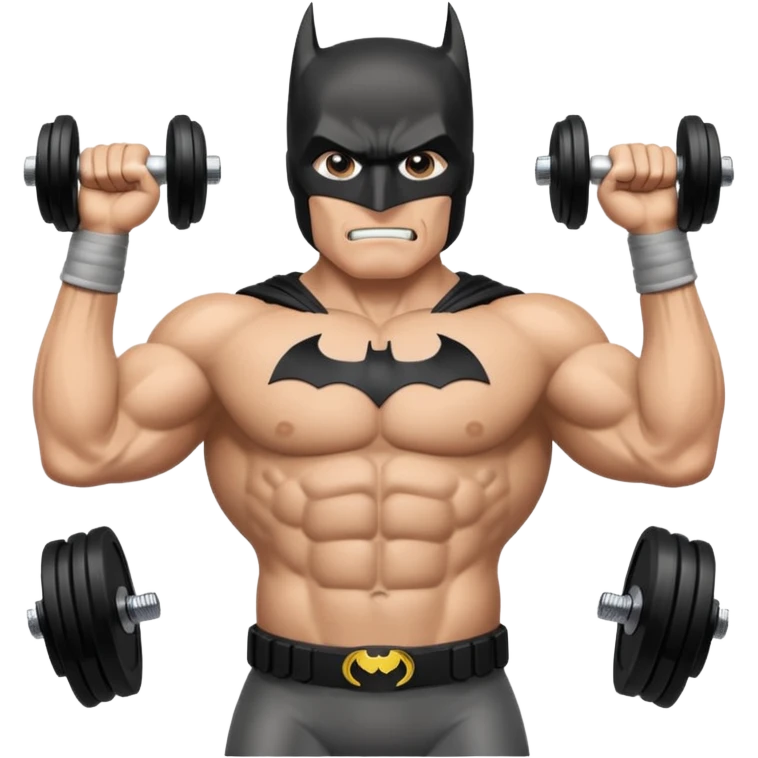 Batman lifts dumbbells emoji