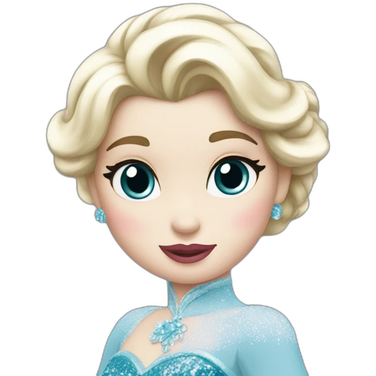 Elsa qui fait un bisou à hello kitty emoji