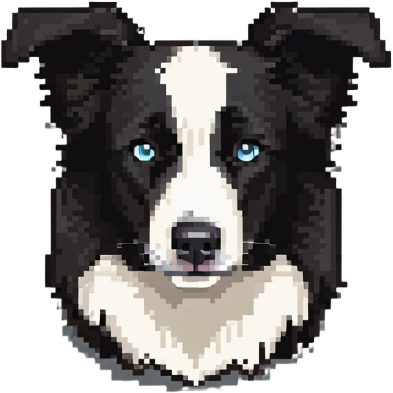 Border collie dog with only one black ear emoji
