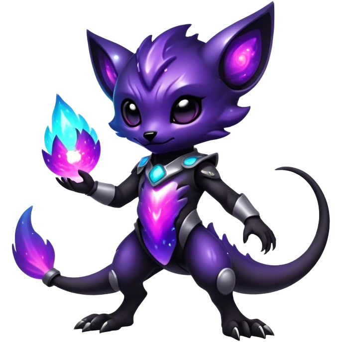 Epic Edgy Cute Vibrant Dark Nebula Modern Vernid-Protogen-creature-animal, full body emoji