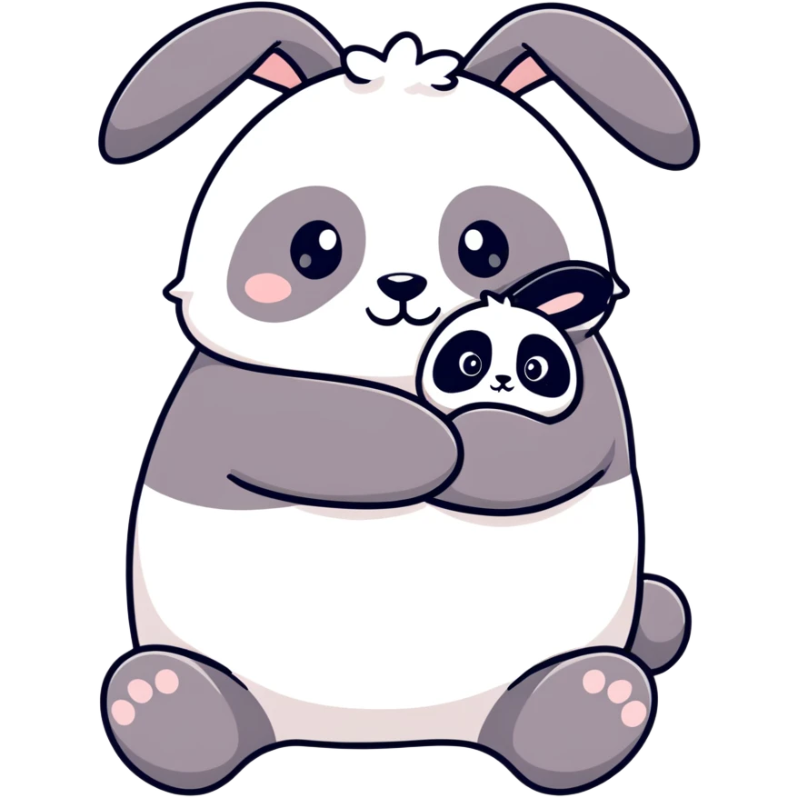 Cute bunny and panda love  emoji