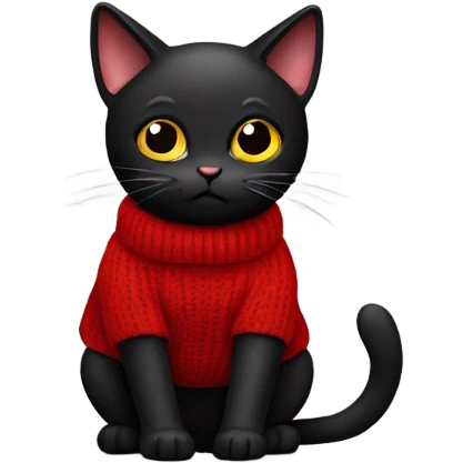Black cat wearing a red sweater emoji