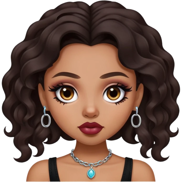 pretty bratz baddie, septum piercing, dark wavy hair emoji