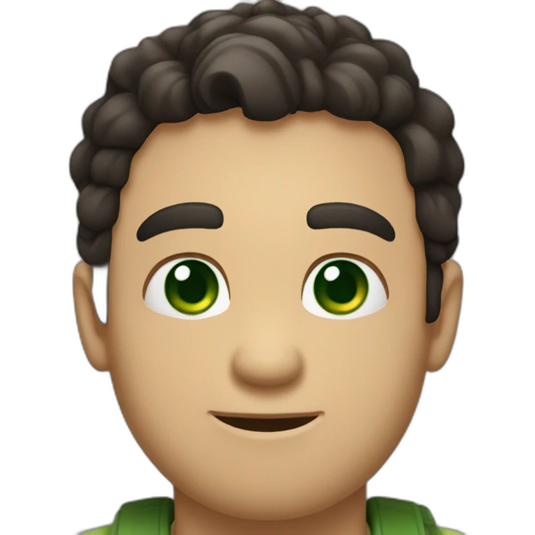 Nice Men, Green Eyes, dark hair with a dinosaurio emoji