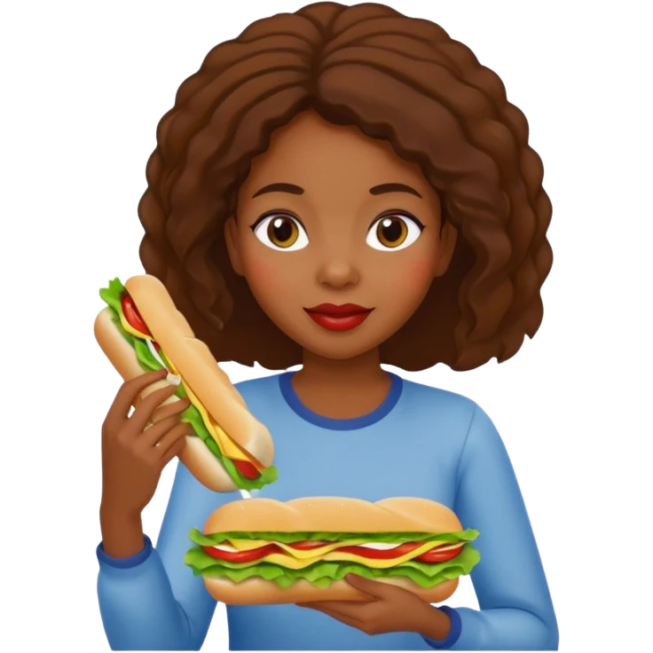 Black girl eating subway  emoji