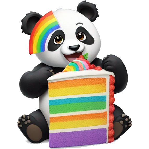 panda eating rainbow cake emoji