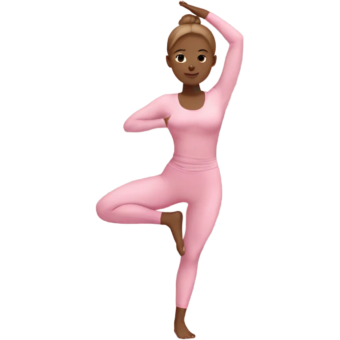 girl doing yoga in pink yoga outfit with light brown hair emoji
