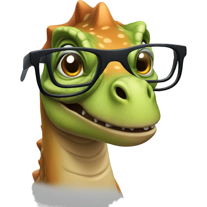A dinosaur wearing glasses emoji