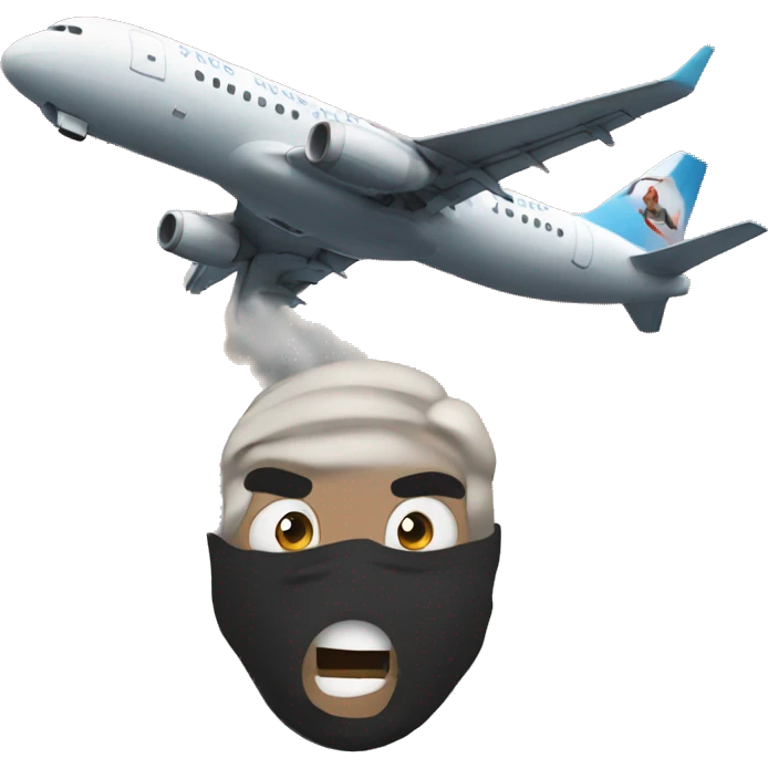 panic in front of a plane emoji