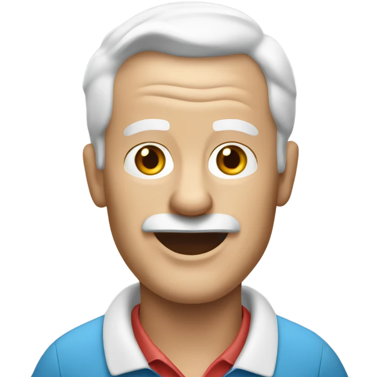 Elderly white male no facial hair playing golf emoji