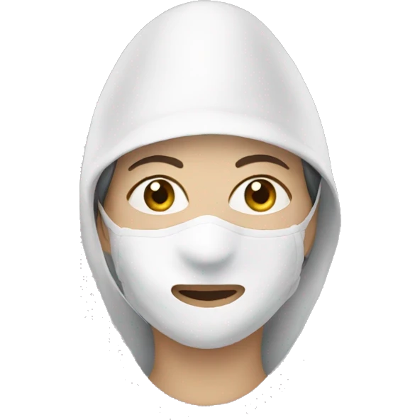 woman wearing a white cone mask emoji