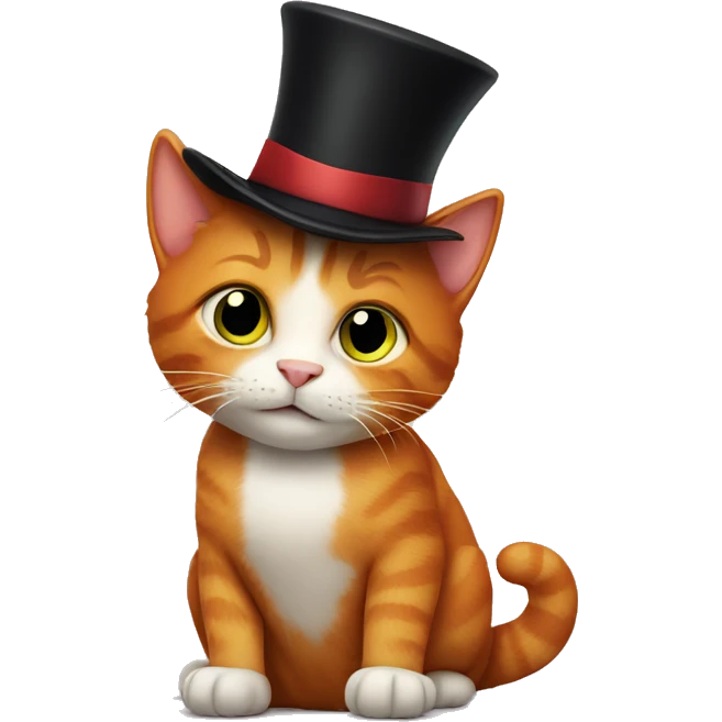 Ginger cat with a top hat emoji