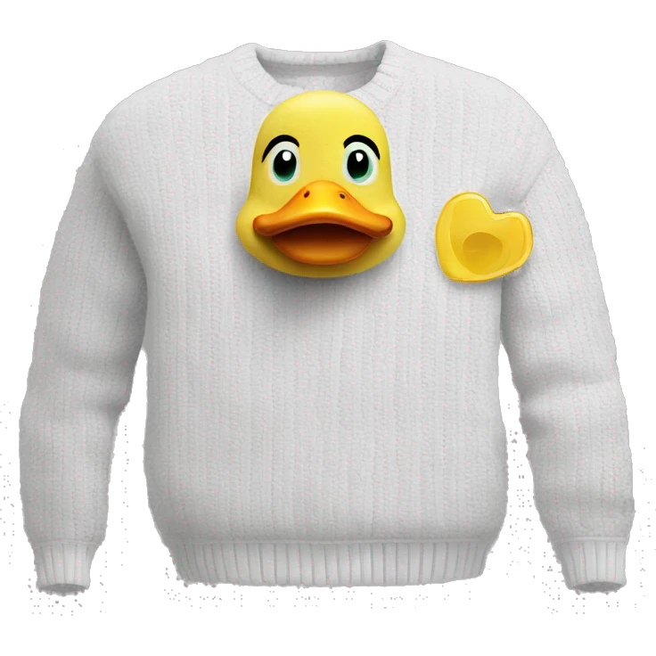 plush white duck sweater with Chips written on it emoji