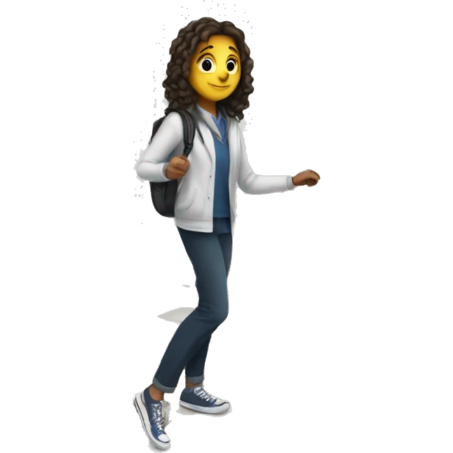 a white-skin student making a step downstairs emoji