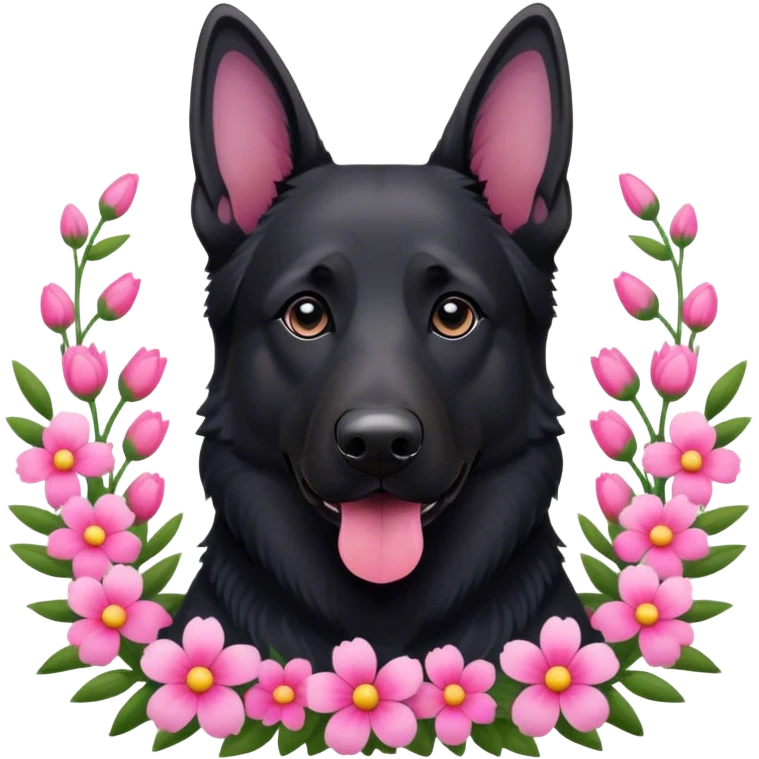 Black Shepherd viele Blumen pink  emoji