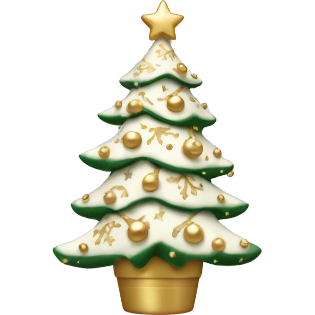 vanilla  Christmas tree with white and gold decorations emoji