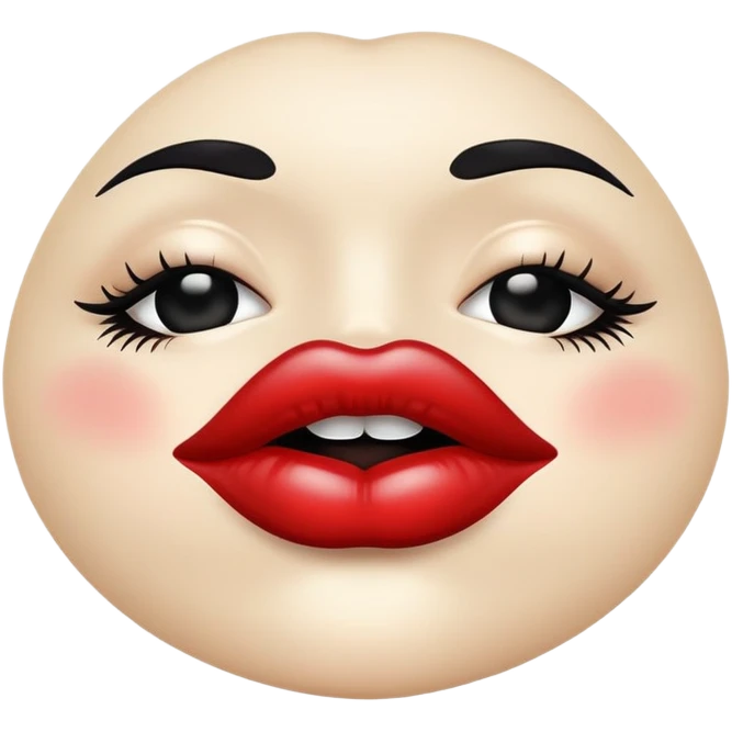 Glossy black lips, puckered as if for a kiss emoji