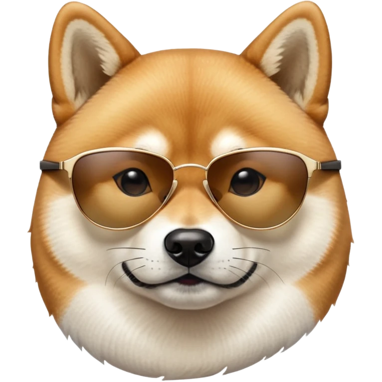 close-up of a Shiba Inu face wearing sunglasses emoji