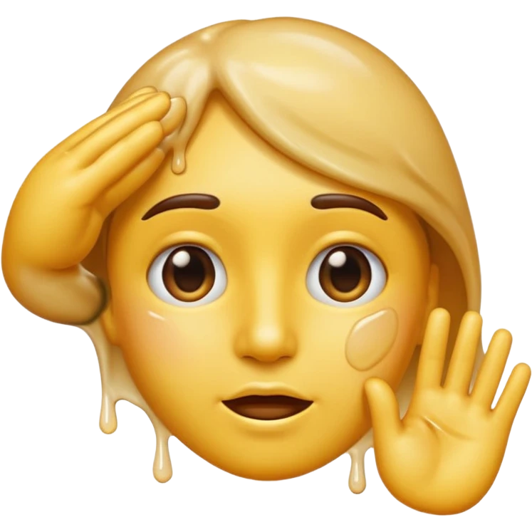 emoji of a face saluting with a melting expression, blending the saluting gesture and melting face features, apple emoji style emoji