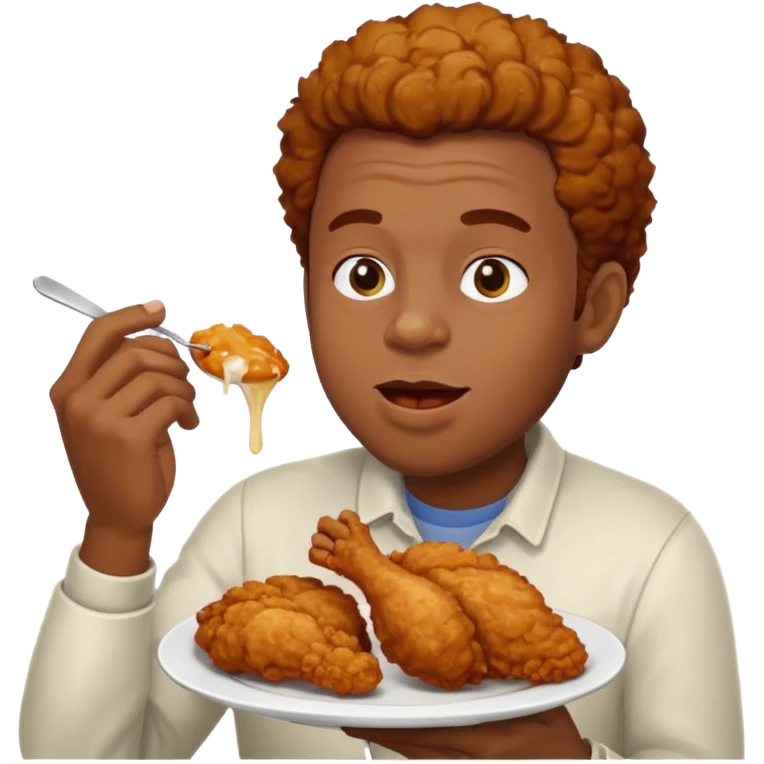 Black man eathing chicken  emoji