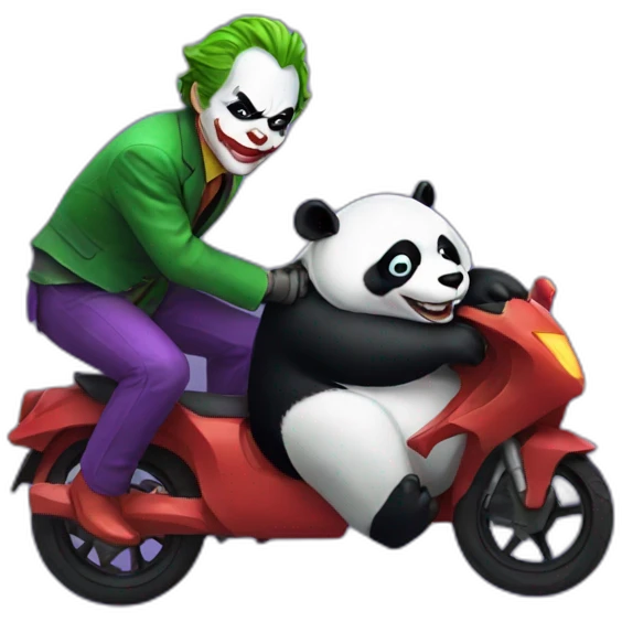 The Joker riding a panda emoji