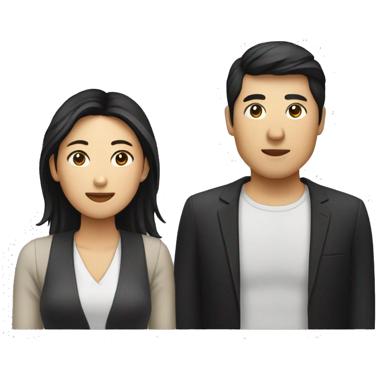 un homme noir et une femme asiatique  emoji