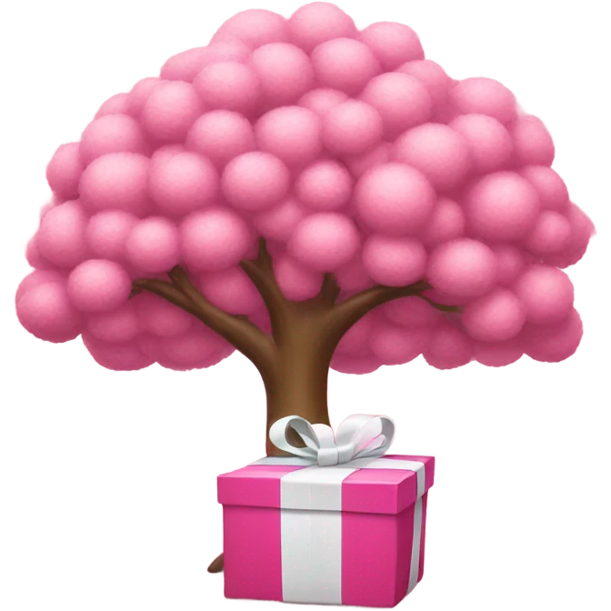pink tree with white present emoji