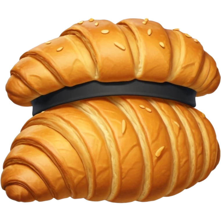 A croissant with a sole and a hat emoji