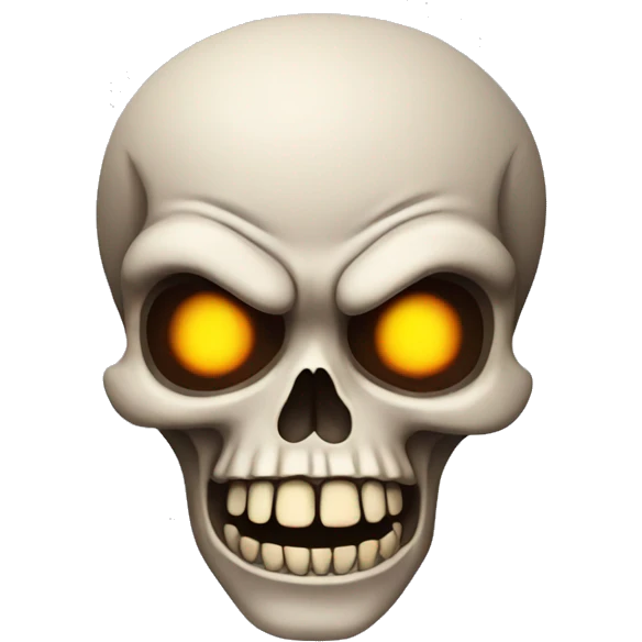 skull with skeptical or suspicious expression with devilsh smile emoji