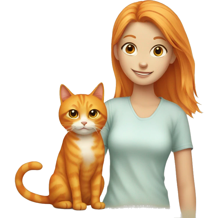 orange cat with girl  emoji