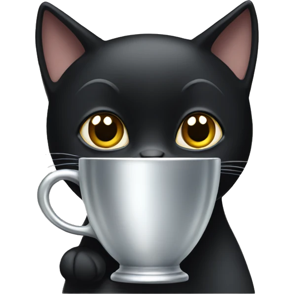 Black cat with silver cup  emoji
