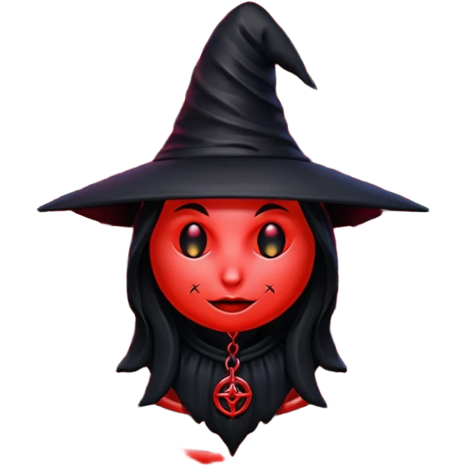 iOS emoji, dark fantasy magic seal, witch symbol, web pattern, red glow, minimal clean style, dark fantasy, dark atmosphere, black and red colors emoji