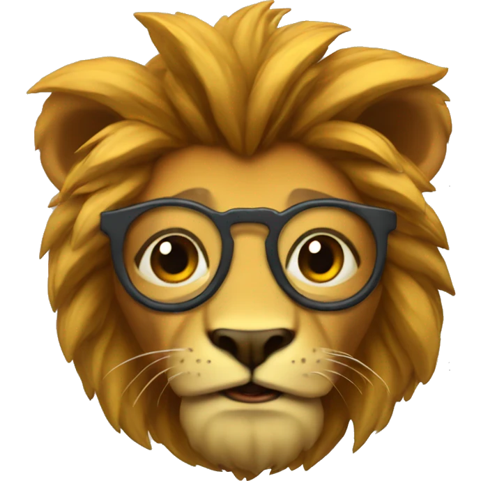 Imagina un león con lentes  emoji