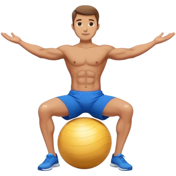 fit man with blue shorts stability-ball balance emoji