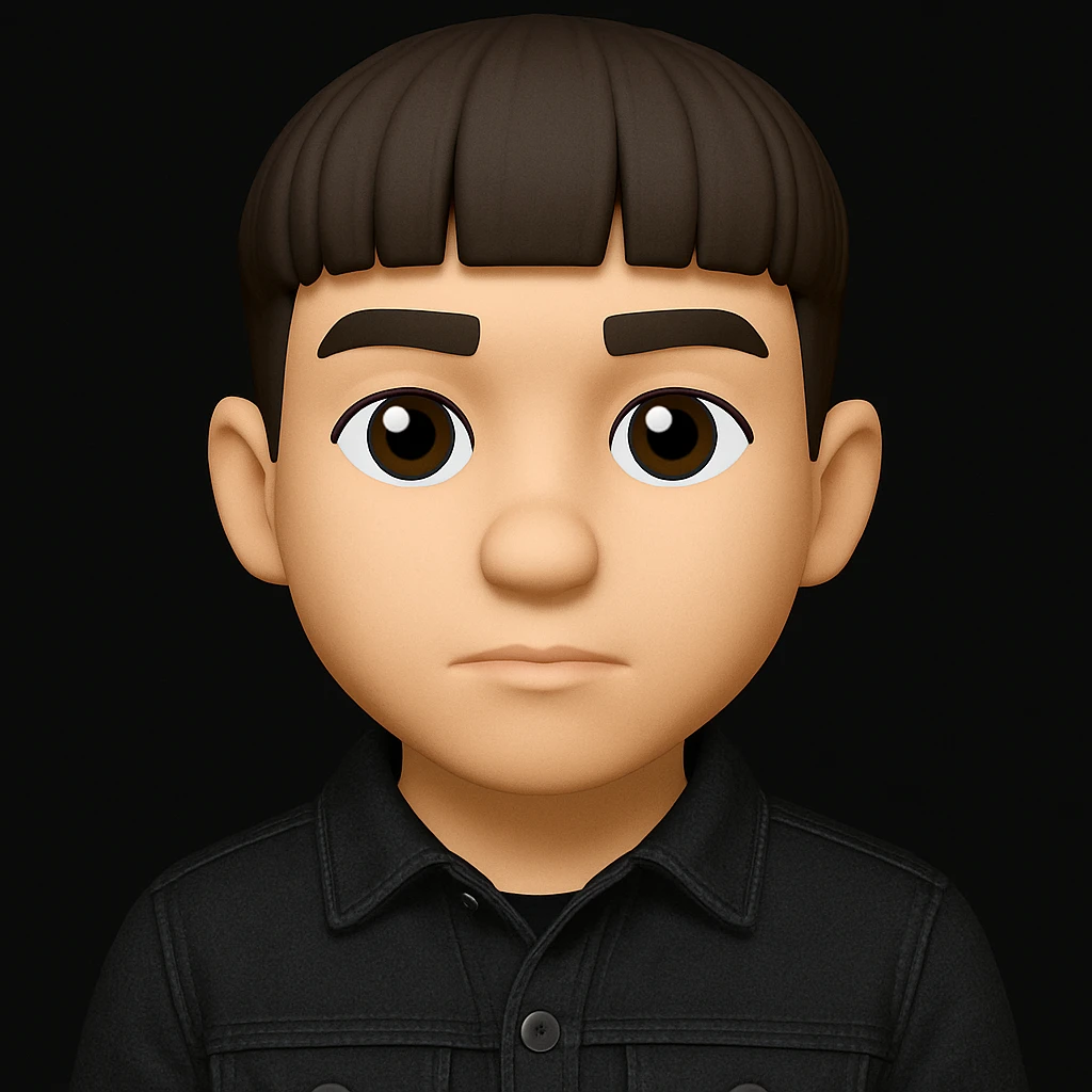 Re-dress the young man in the image wearing a black denim jacket. Keep the skin color unchanged. The original style is 3D Emoji, but since 3D Emoji style does not support editing, please create the edit in a general style that respects the 3D Emoji look and feel. emoji