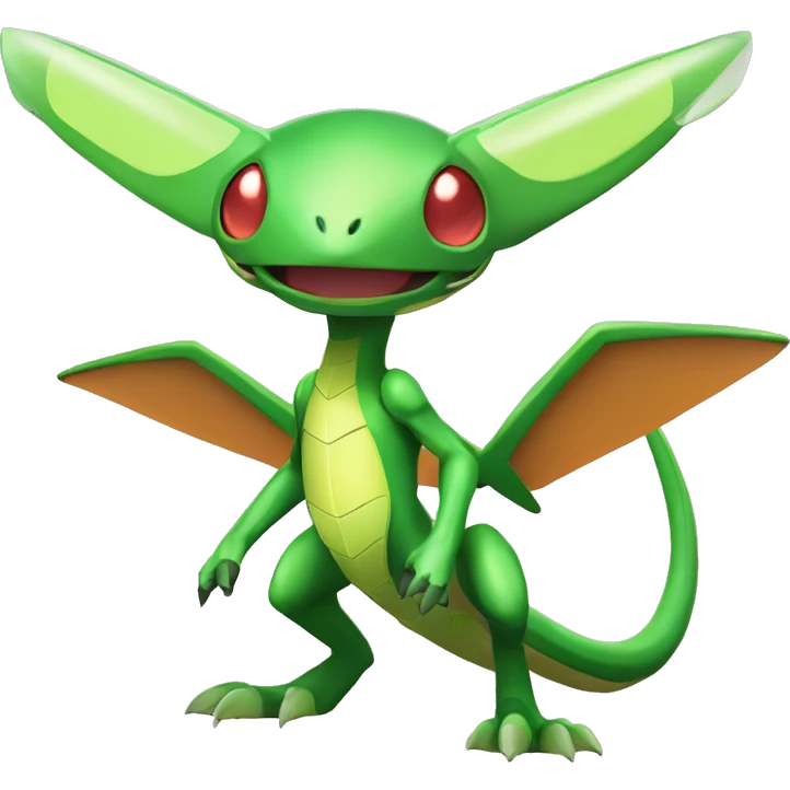 a shiny green Genesect-Flygon-Raptor-Fakémon—hybrid with a futuristic visor-helmet full body emoji